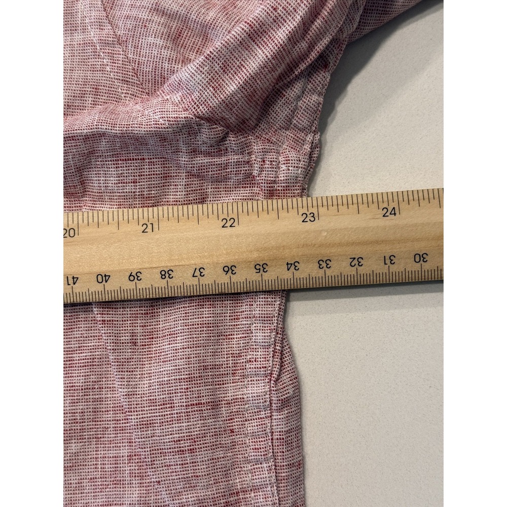 Weatherproof Vintage Men L Red Short Sleeve Button Down Shirt Linen Cotton - Picture 5 of 14